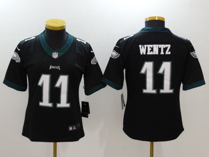 Women Philadelphia Eagles 11 Wentz Black Nike Vapor Untouchable Limited NFL Jersey